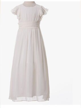 Junior Bridesmaid Ivory Chiffon Maxi Dress for Kids Happy Rose size 10